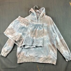 Peloton Women's Tie-Dye Downtown Hoodie and Matching Shorts Set Size Large